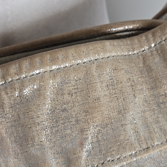 Coach Madison metallic silver beige hippie hobo/shoulder tote bag thatch design - Picture 15 of 17